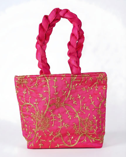 Handbag with  Golden Floral Embroidery - WBG0325