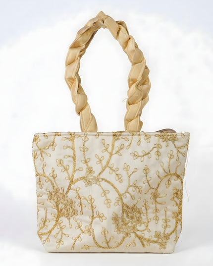 Handbag with  Golden Floral Embroidery - WBG0325