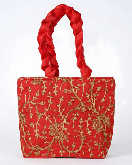 Handbag with  Golden Floral Embroidery - WBG0325