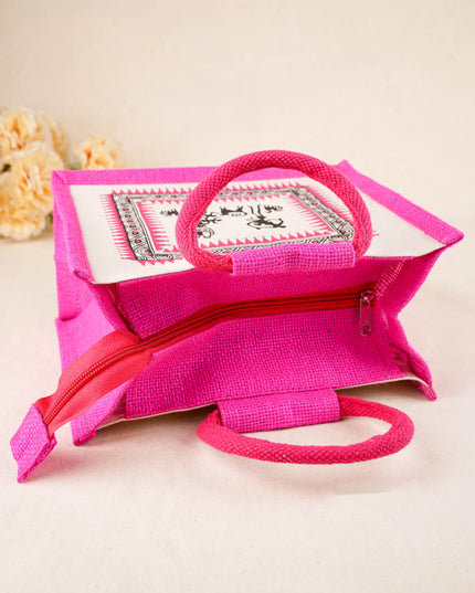 Canvas and Jute Bag with Warli Print - WBG0344
