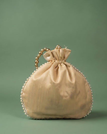 Potli Bag with Golden Decorative Embroidery - WBG0356