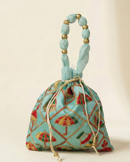 Potli Bag - Festive Theme Multi Coloured Embroidery - WBG0357