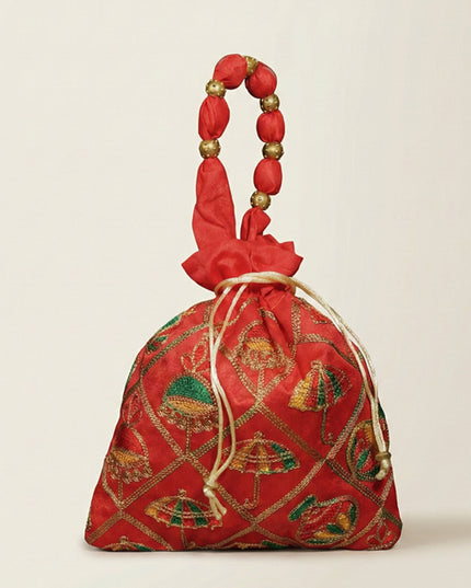 Potli Bag - Festive Theme Multi Coloured Embroidery - WBG0357