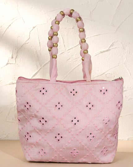 Handbag with Golden beads and Mirror Embroidery - WBG0362