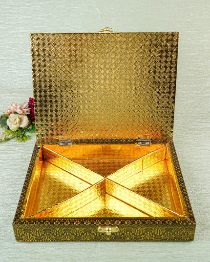 Oxidised Dry Fruit Box Embossed with Radha Krishna - WBG0399
