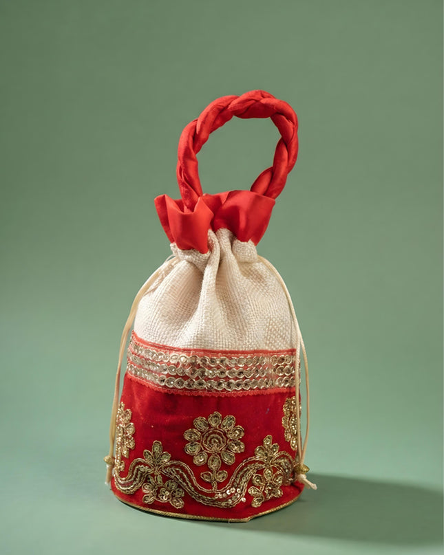 Potli Bag with Velvet Floral Embroidery Lace - WBG0420