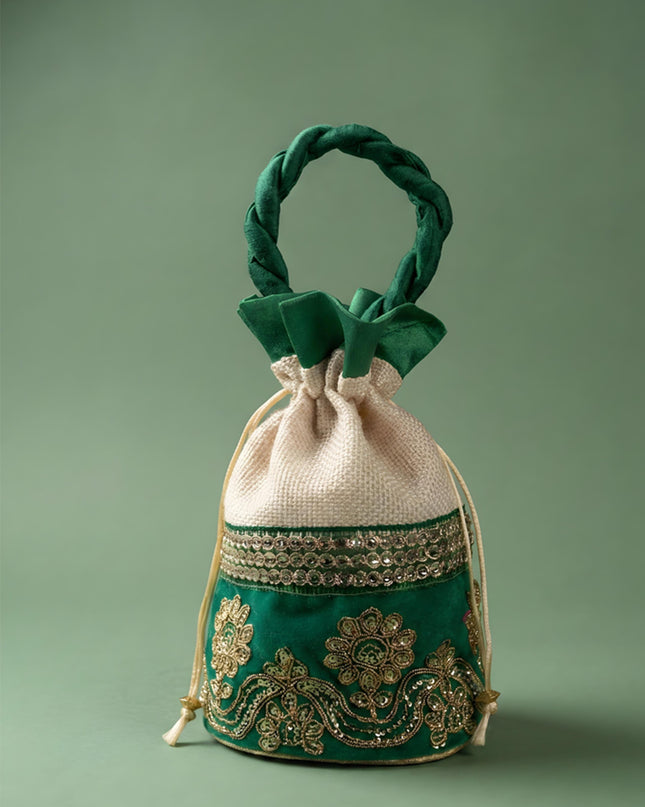Potli Bag with Velvet Floral Embroidery Lace - WBG0420