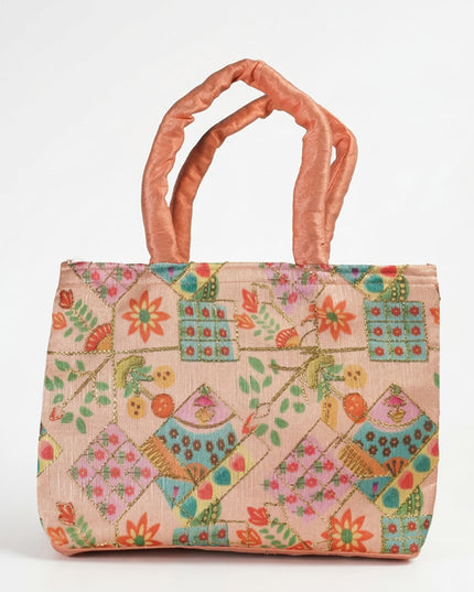Printed Raw silk Hand Bag - WBG0439