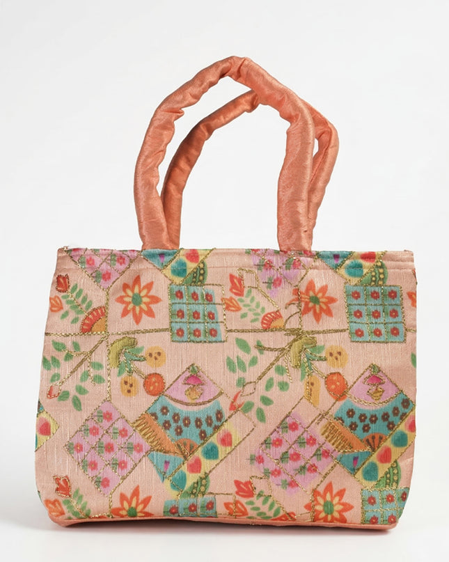 Printed Raw silk Hand Bag - WBG0439