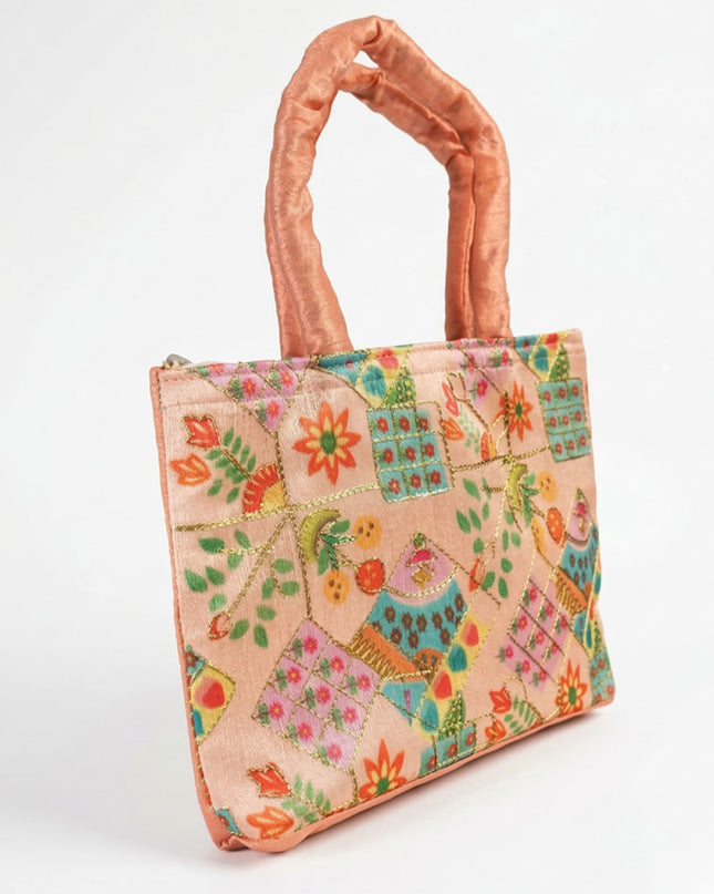 Printed Raw silk Hand Bag - WBG0439