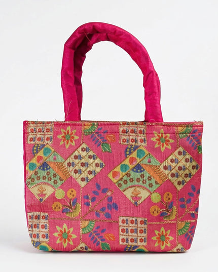 Printed Raw silk Hand Bag - WBG0439