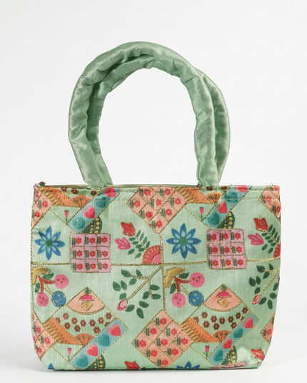 Printed Raw silk Hand Bag - WBG0439