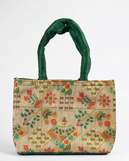 Printed Raw silk Hand Bag - WBG0439