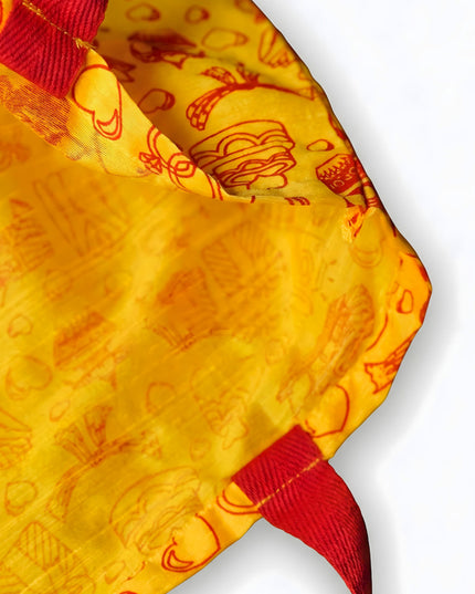 Handbag Yellow Silk Fabric with Purple Handle (11 X 13) - WBG0646