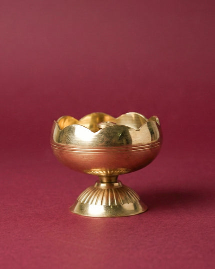 Brass Flower Diya with Stand - WBG0769