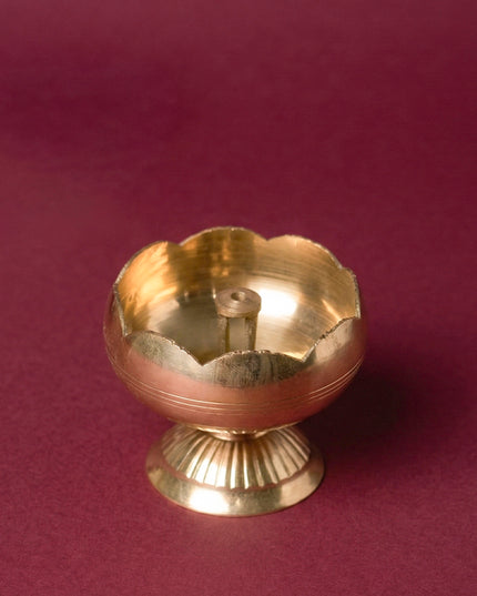 Brass Flower Diya with Stand - WBG0769