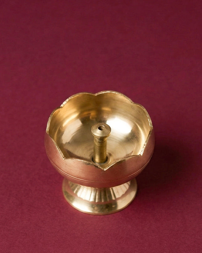 Brass Flower Diya with Stand - WBG0769