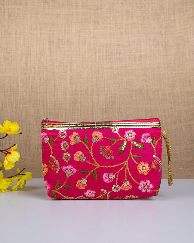 Golden Floral Embroidered Purse - WBG0797