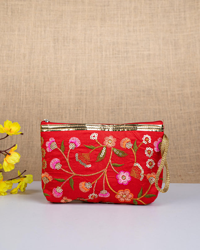 Golden Floral Embroidered Purse - WBG0797