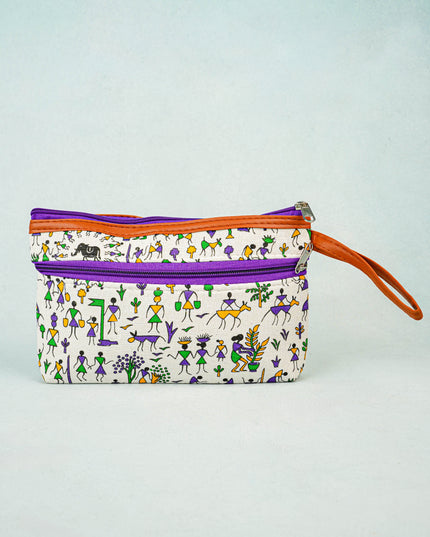 Warli Printed Purse with Zipper - WBG0812