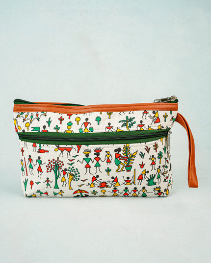 Warli Printed Purse with Zipper - WBG0812