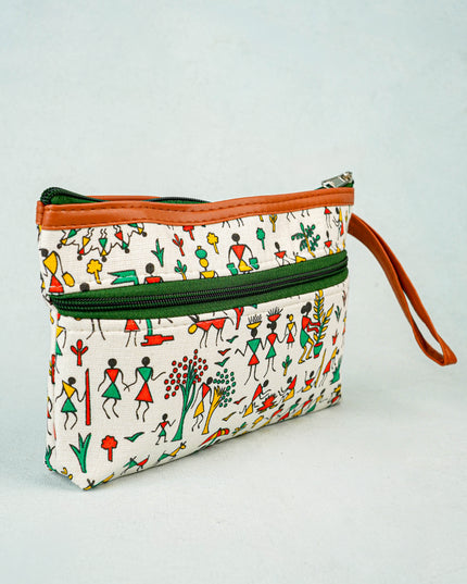 Warli Printed Purse with Zipper - WBG0812
