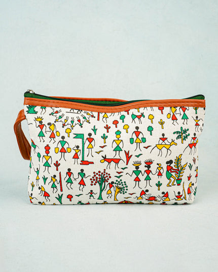 Warli Printed Purse with Zipper - WBG0812