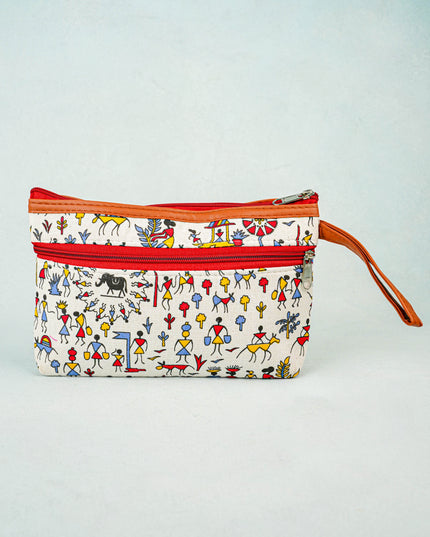 Warli Printed Purse with Zipper - WBG0812