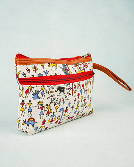 Warli Printed Purse with Zipper - WBG0812