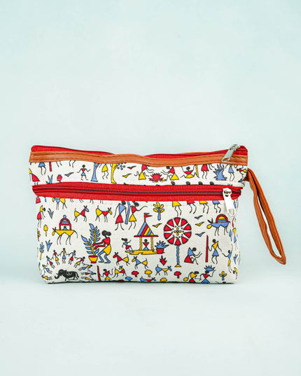 Warli Printed Purse with Zipper - WBG0812