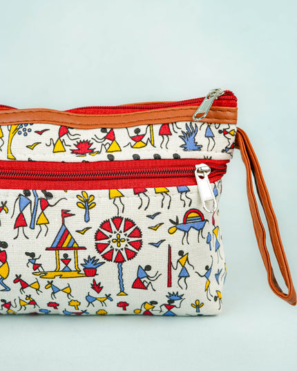 Warli Printed Purse with Zipper - WBG0812