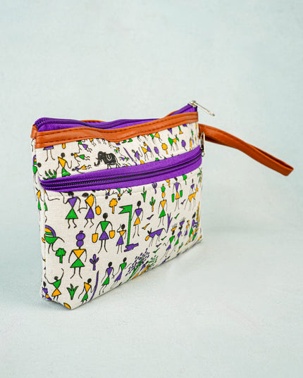 Warli Printed Purse with Zipper - WBG0812