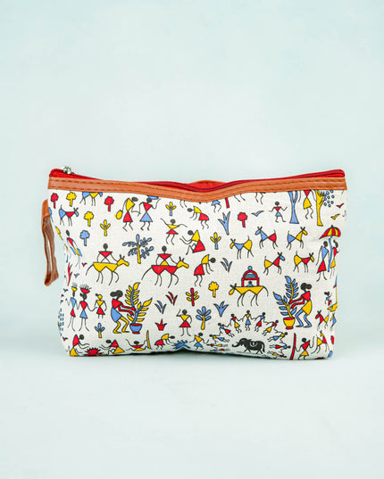 Warli Printed Purse with Zipper - WBG0812