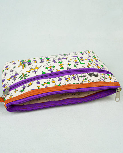 Warli Printed Purse with Zipper - WBG0812