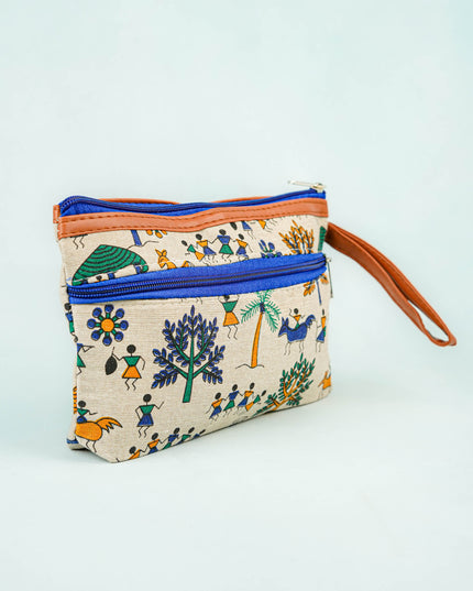 Warli Printed Purse with Zipper - WBG0812