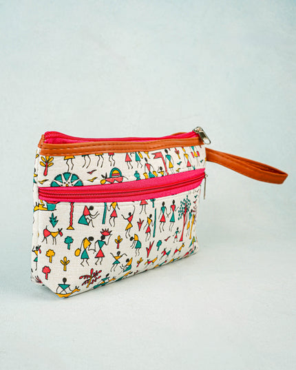Warli Printed Purse with Zipper - WBG0812