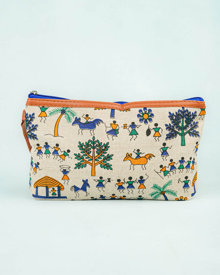 Warli Printed Purse with Zipper - WBG0812