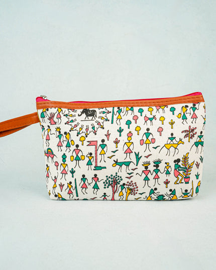 Warli Printed Purse with Zipper - WBG0812