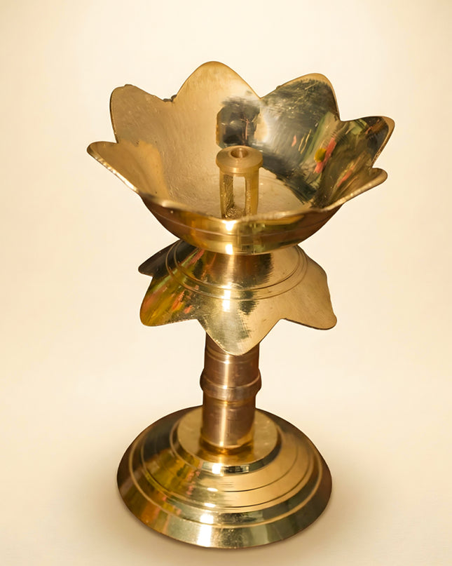 Brass Lotus Shape Diya with Stand - 3.5 inch  - WBG0831