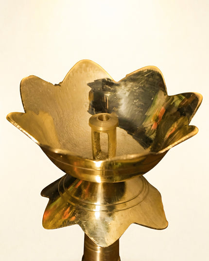 Brass Lotus Shape Diya with Stand - 3.5 inch  - WBG0831