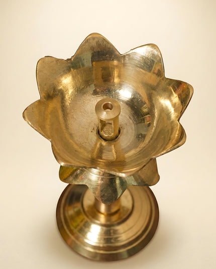 Brass Lotus Shape Diya with Stand - 3.5 inch  - WBG0831