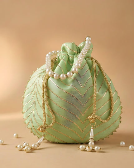 Potli Bag with Golden Lace Work - WBG0912