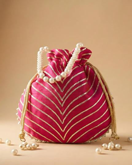 Potli Bag with Golden Lace Work - WBG0912