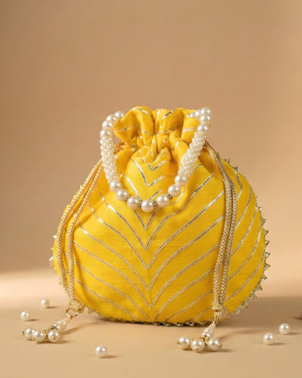 Potli Bag with Golden Lace Work - WBG0912