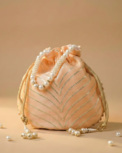 Potli Bag with Golden Lace Work - WBG0912