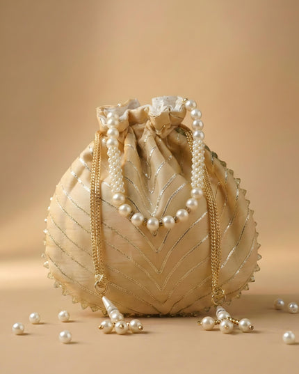 Potli Bag with Golden Lace Work - WBG0912