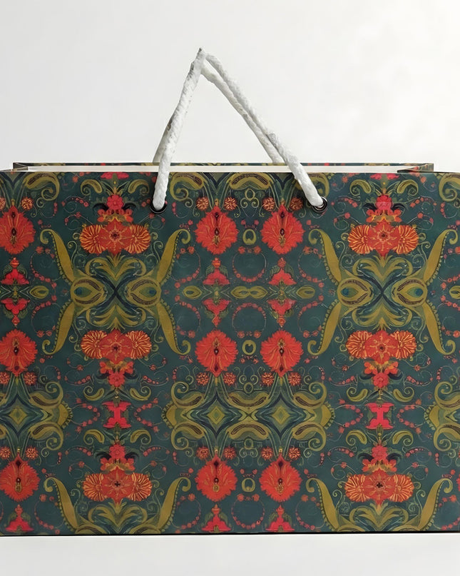 Multi Designed Paper Bags - Green Floral Print - WBG0914-2