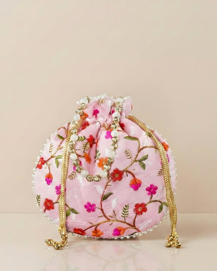 Designer Potli Bag with Floral Embroidery - WBG0929