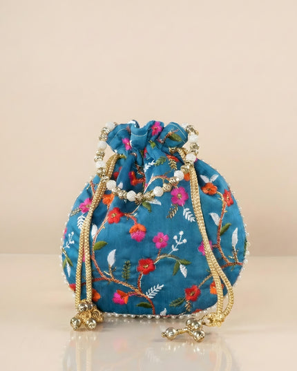 Designer Potli Bag with Floral Embroidery - WBG0929