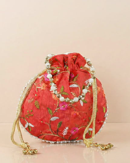 Designer Potli Bag with Floral Embroidery - WBG0929